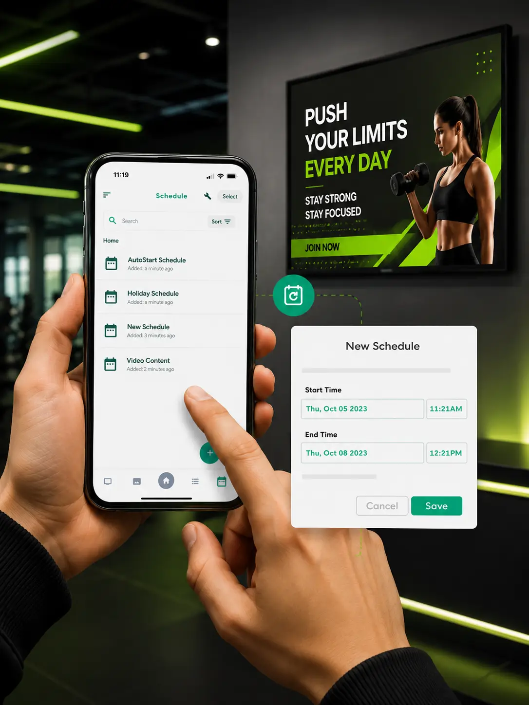 you can schedule through the app