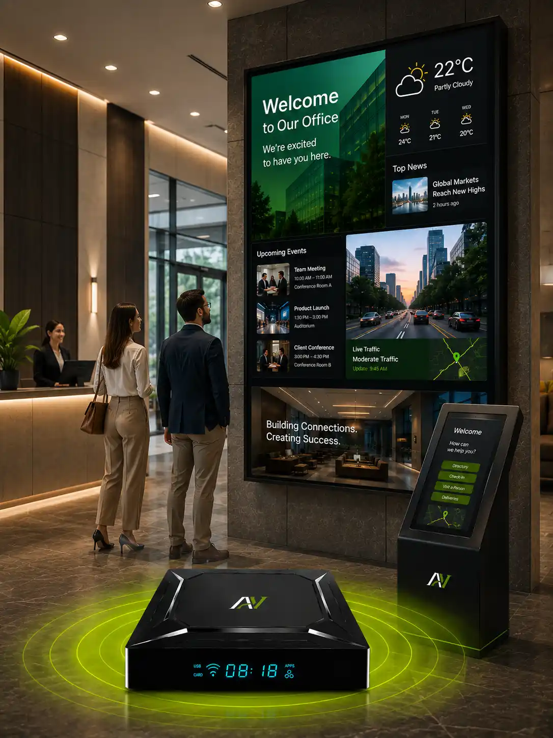 Welcoming Corporate Lobby Technology Display