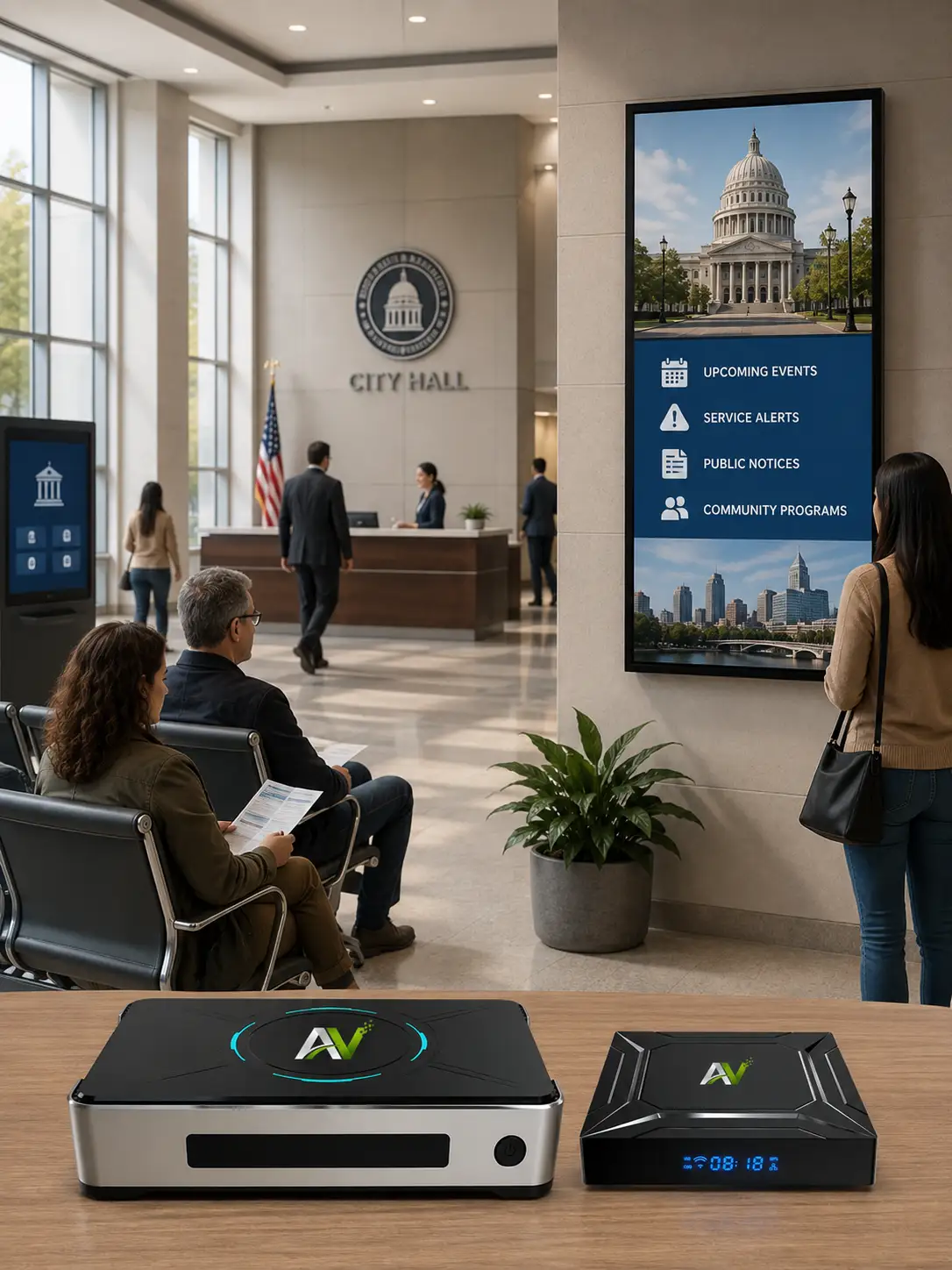 Efficient communication for government facilities with digital signage
