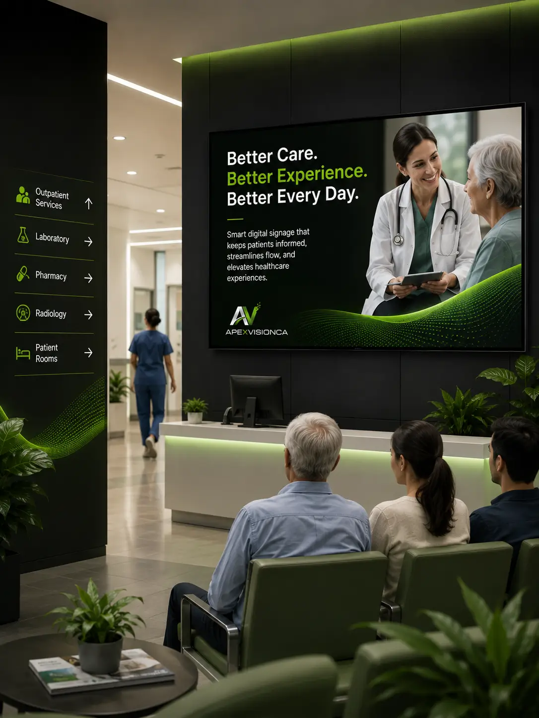 Modern Healthcare Lobby with Digital Signage